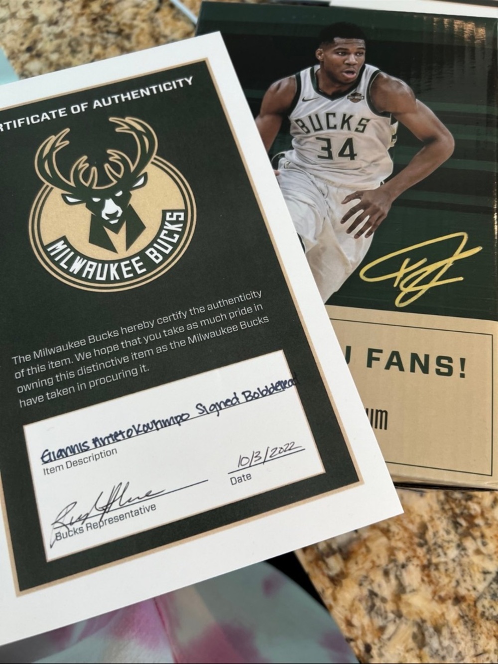 Authentic NBA Signed Giannis Antetokounmpo Milwaukee Bucks Giveaway Bobblehead